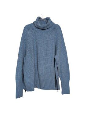 LL Bean SuperSoft Waffle Turtleneck Womens Plus Size 2X Blue Stretch Sweater
